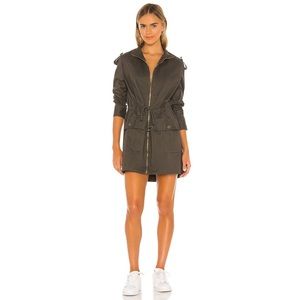SNDYS Kendall Long Sleeve Jacket Mini Dress Dark Khaki Green XS